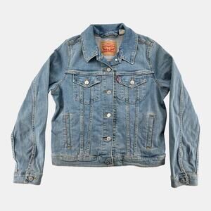 Levi Strauss Denim Trucker Jacket Womens Medium Blue Classic Jean Jacket